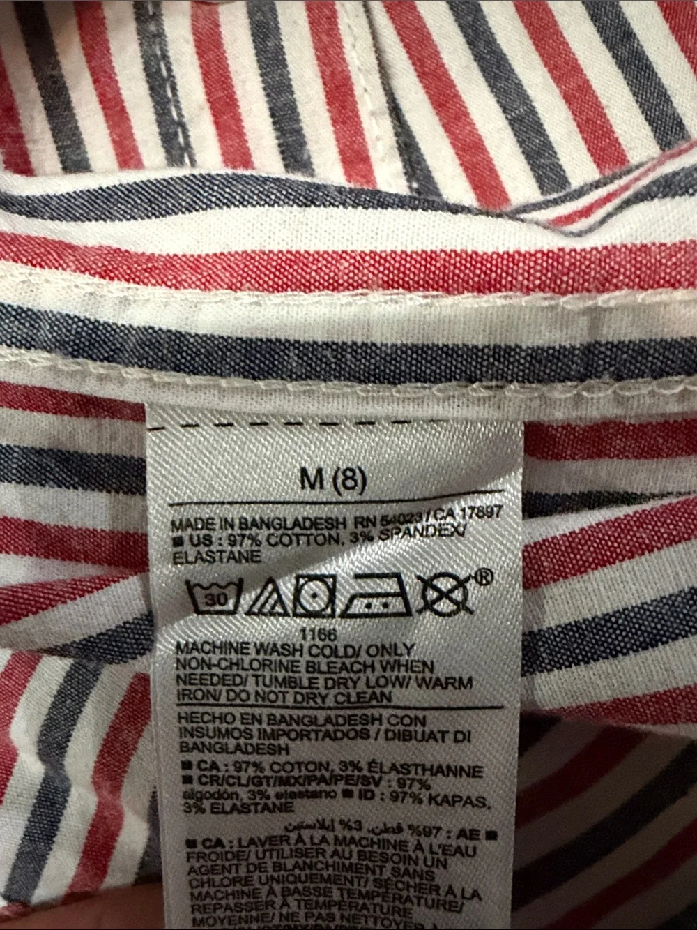 Old Navy Red, Blue & White Striped Short-Sleeve Button-Down Shirt